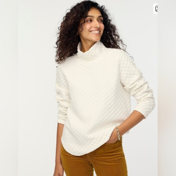 J. Crew Quilted Mock Neck Sweater - Picture 1 of 10